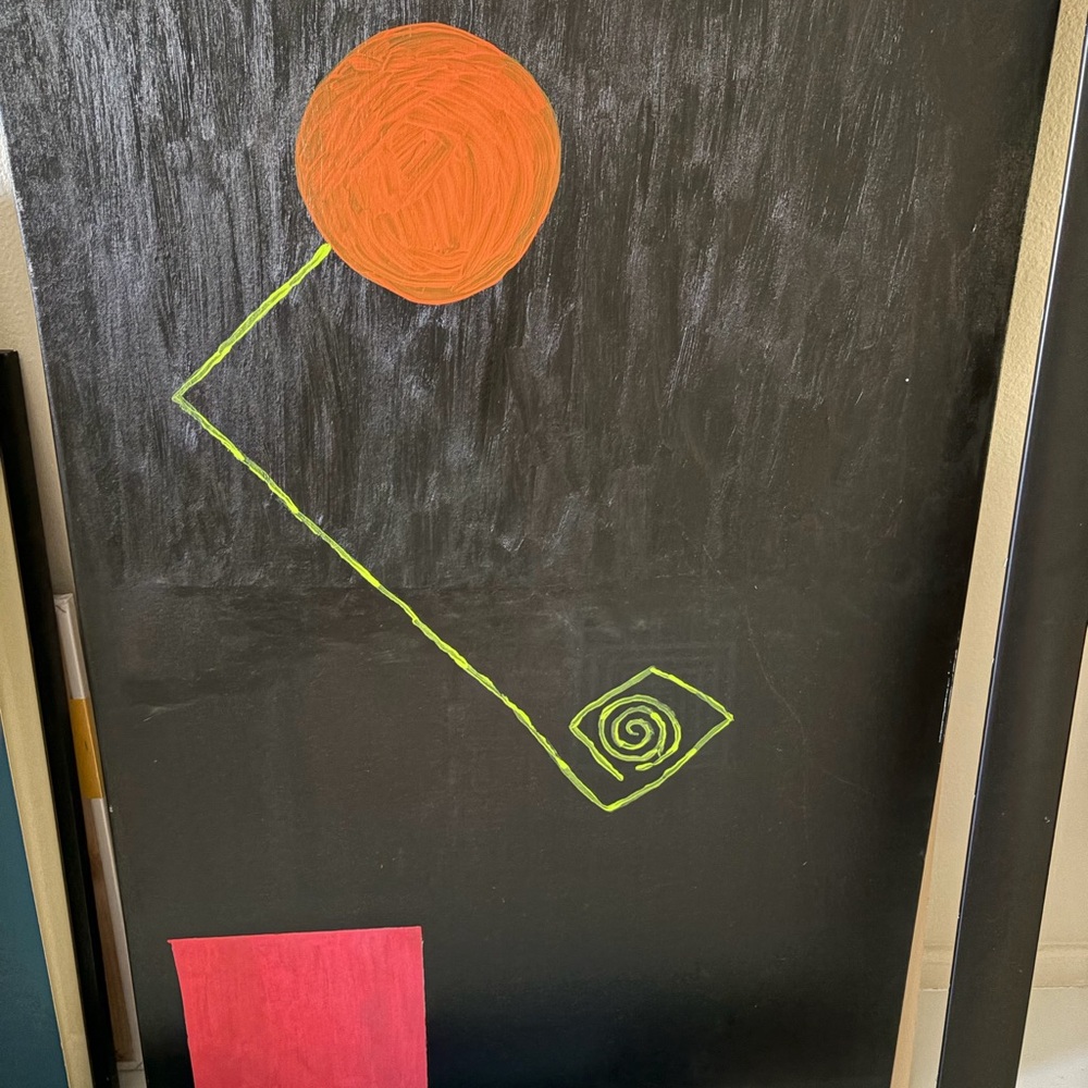 Abstract Art with Orange Circle and Green Line